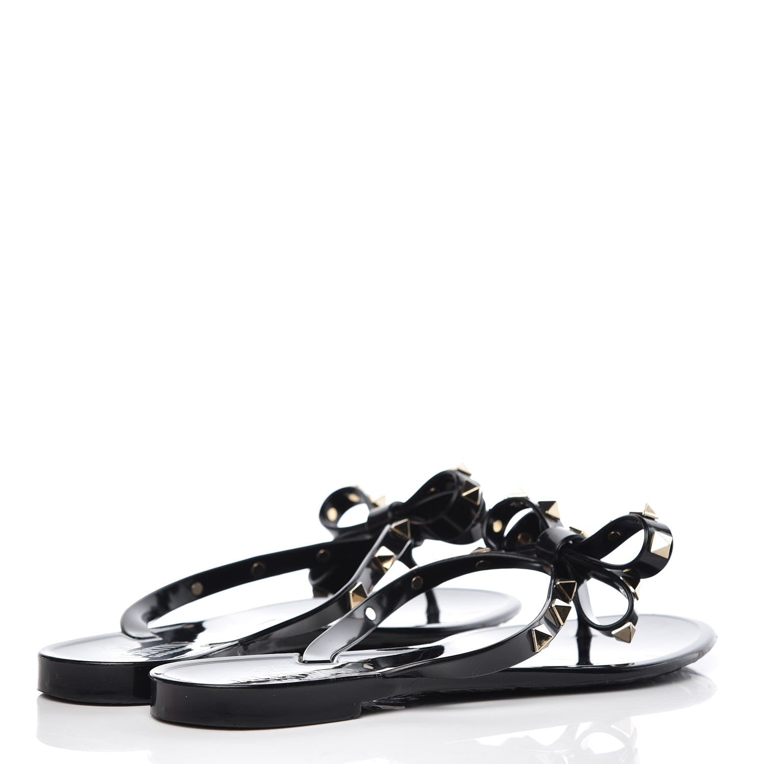 Valentino Garavani PVC Jelly Rockstud Bow Thong Sandals 37 Black 4 of 8