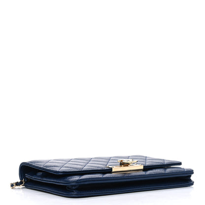 Chanel Iridescent Caviar Quilted Golden Class Wallet On Chain WOC Navy 3 of 4