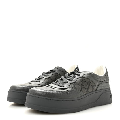 Gucci Textured Dollar Calfskin GG Supreme Monogram Mens Chunky Sneakers 10 Graphite Grey Black Grey 4 of 9