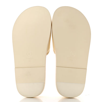 Chanel Lambskin Cha-Nel Mule Sandals 35 Ivory Multicolor 5 of 7