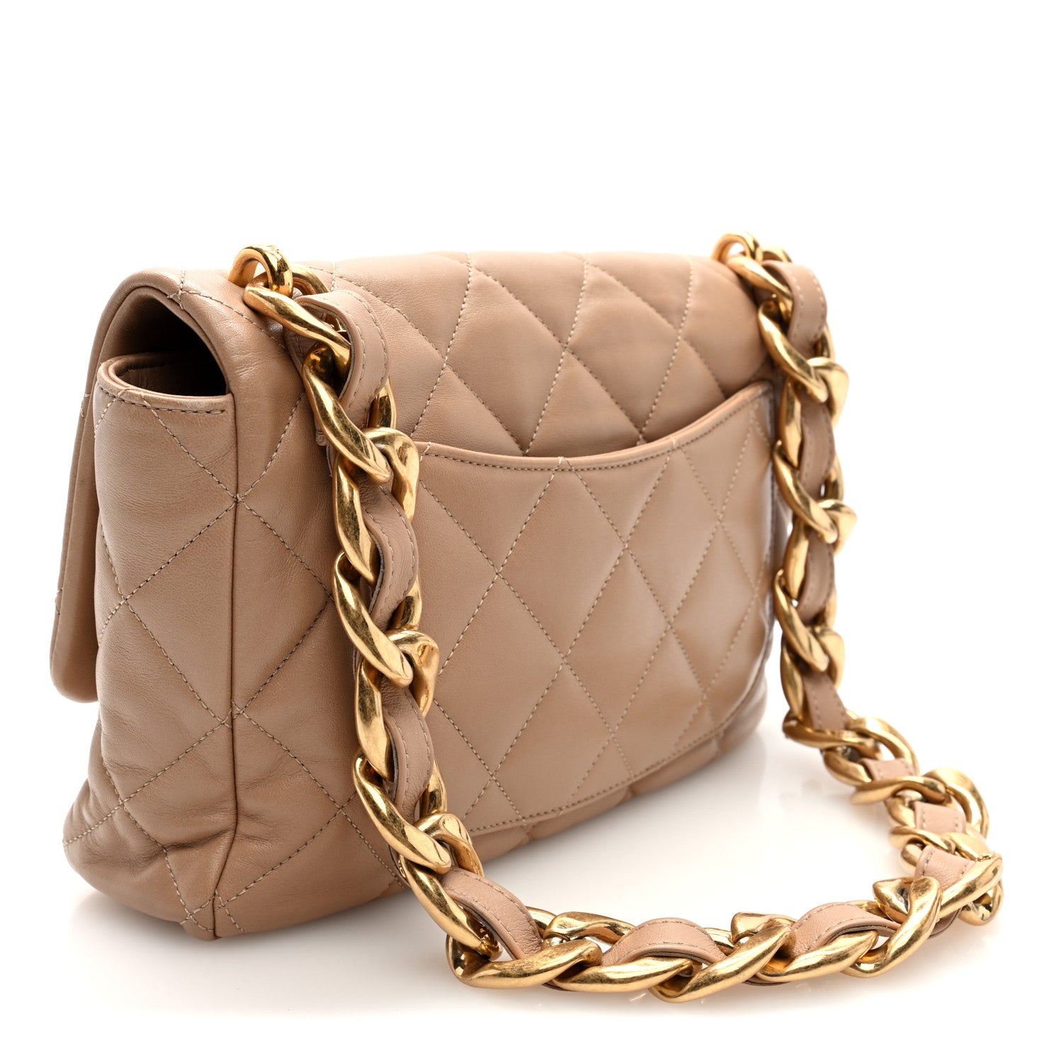 Chanel Lambskin Quilted Large CC Funky Town Flap Beige 1863925