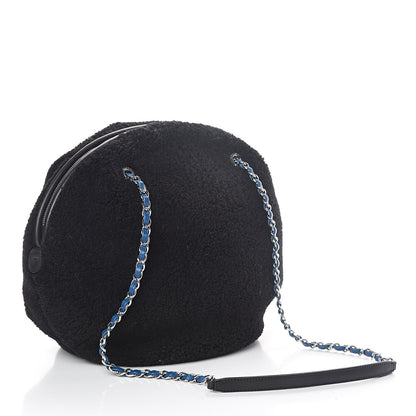 Chanel Shearling Large Deauville Round Bag Black 4 of 10