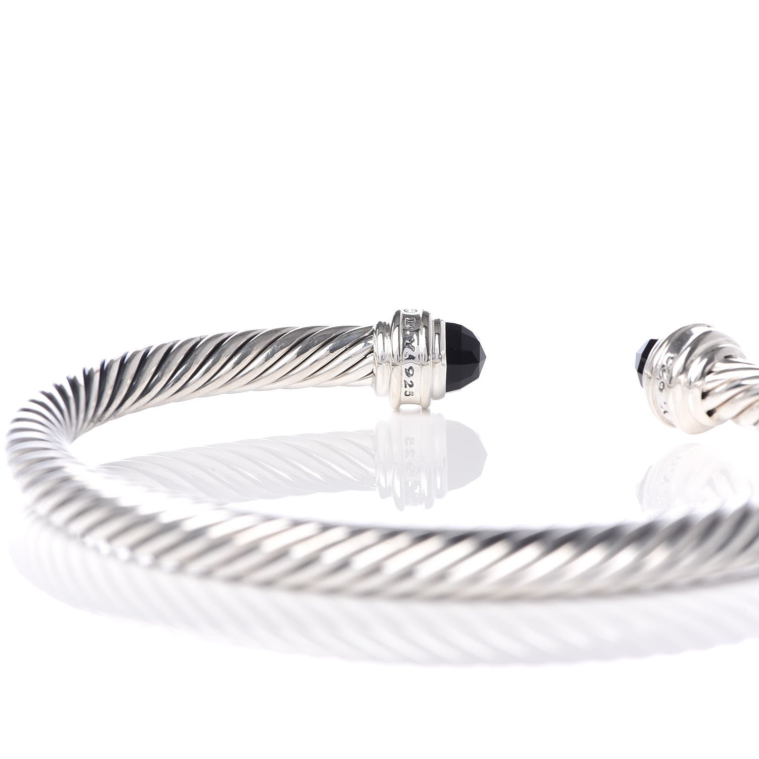 David Yurman Sterling Silver Diamond Black Onyx 5mm Cable Classics Princess Bracelet 5 of 5