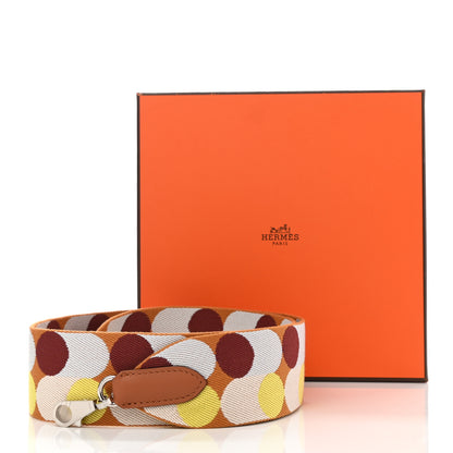 Hermes Toile Swift 50mm Sangle Flipperball Shoulder Strap Caramel Nata Gold 6 of 6