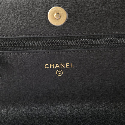 Chanel Lambskin Quilted Chanel 19 Wallet On Chain WOC Black 6 of 10