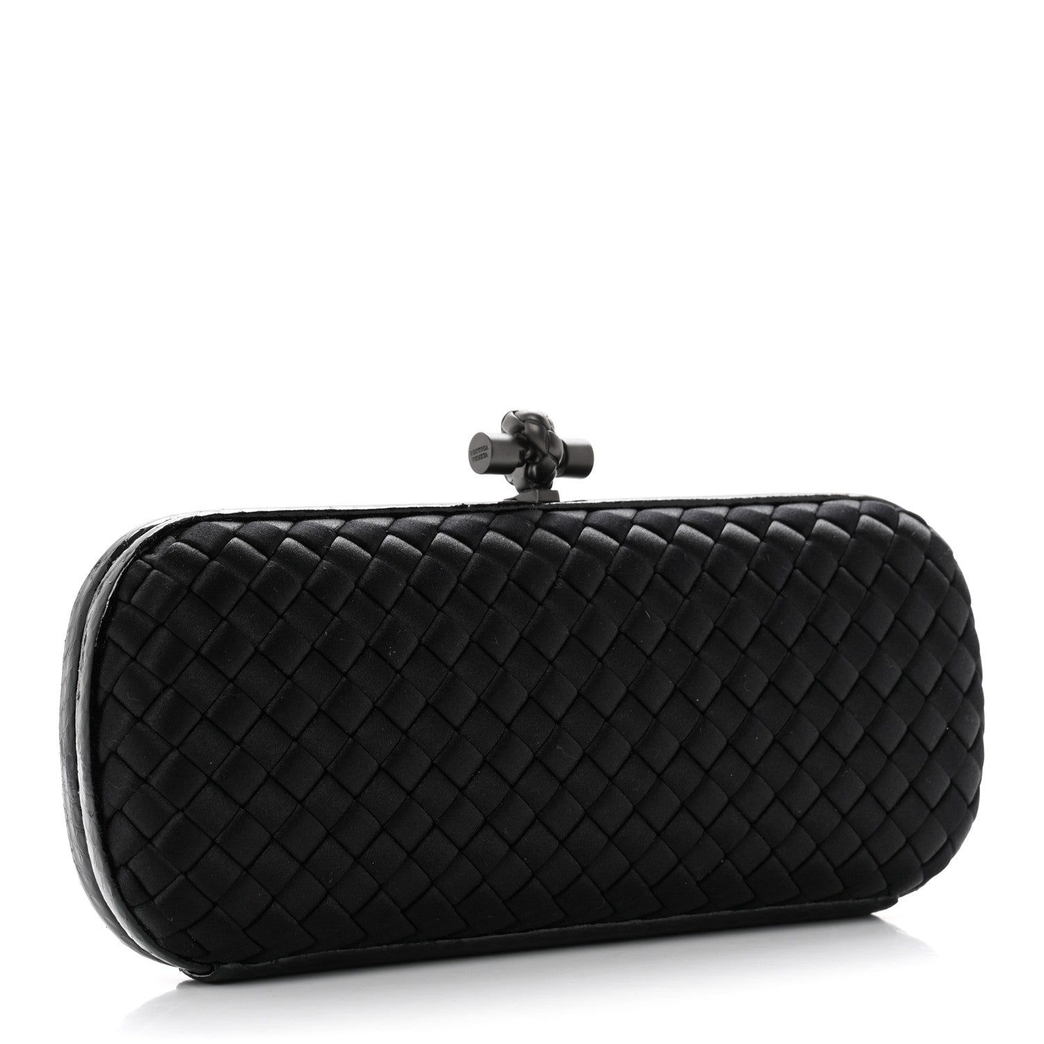 Bottega Veneta Satin Ayers Intreccio Impero Stretch Knot Clutch Black 3 of 6
