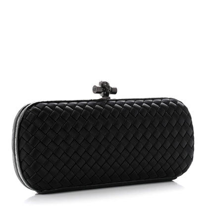 Bottega Veneta Satin Ayers Intreccio Impero Stretch Knot Clutch Black 3 of 6