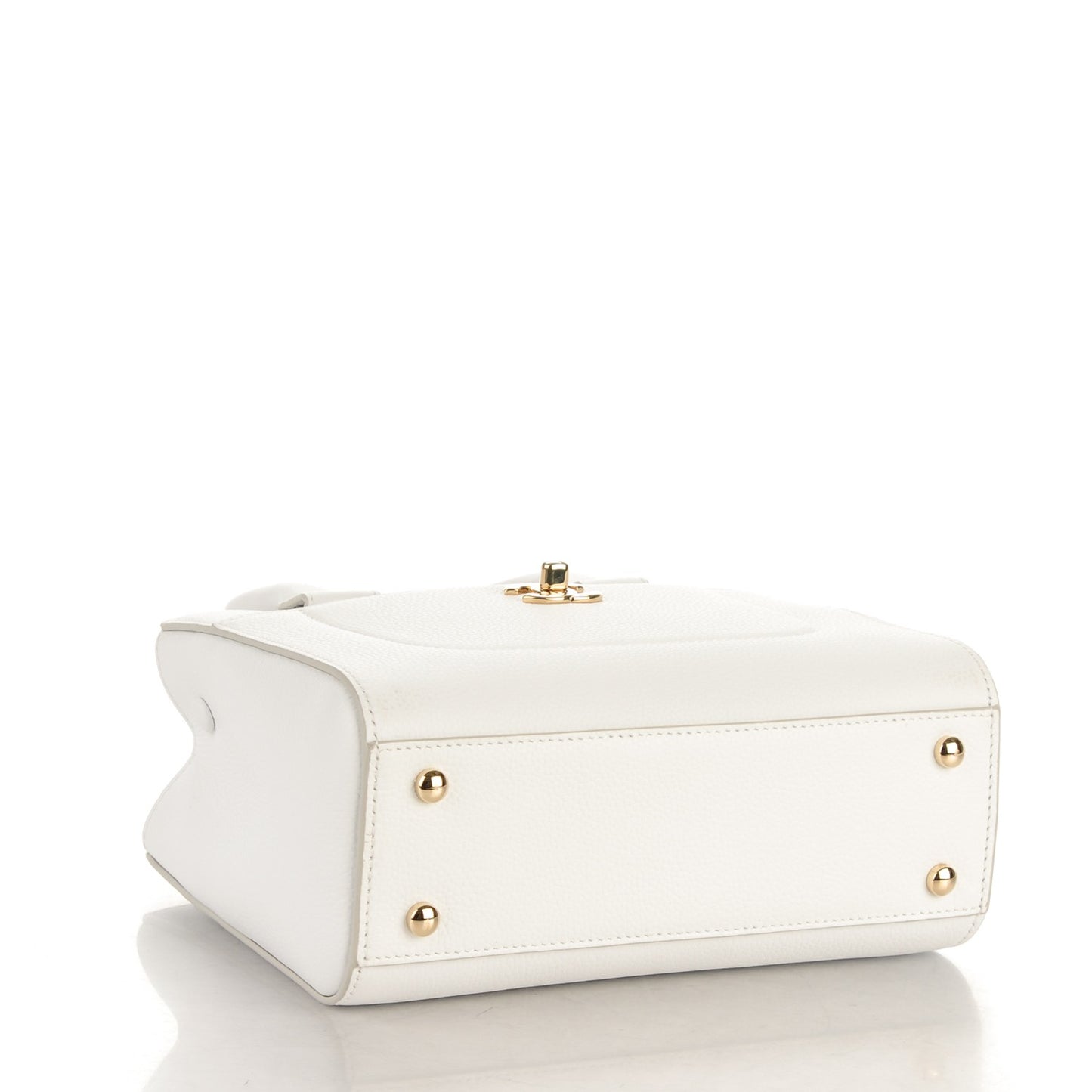 Grained Calfskin Mini Neo Executive Shopper Tote White