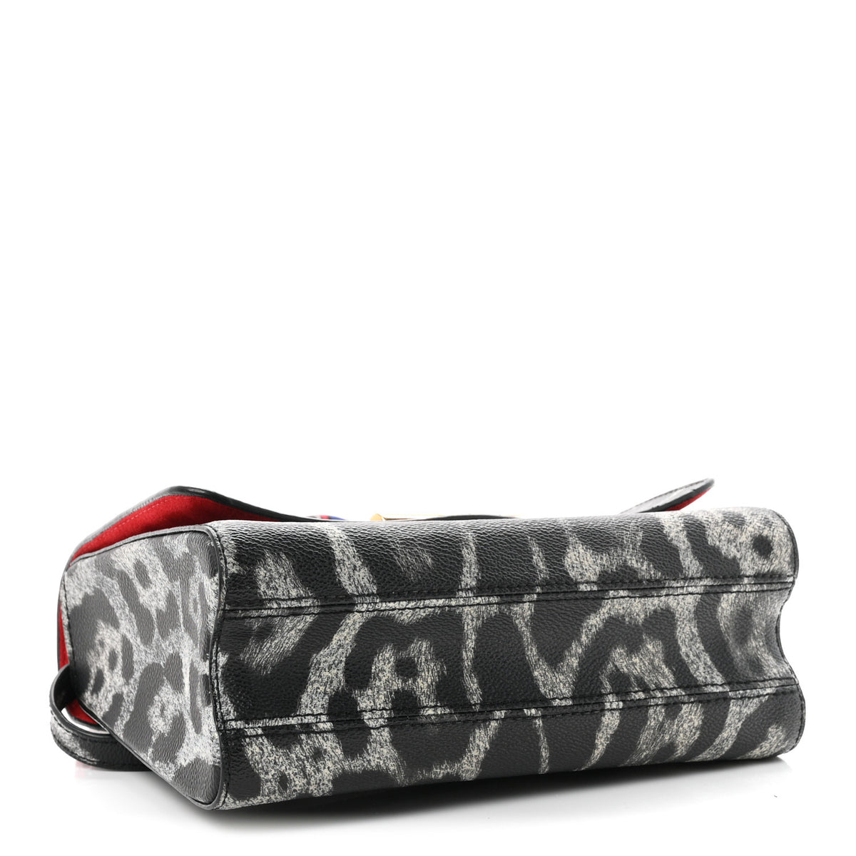 Calfskin Wild Animal Print Scarf Handle Twist Shoulder Bag MM