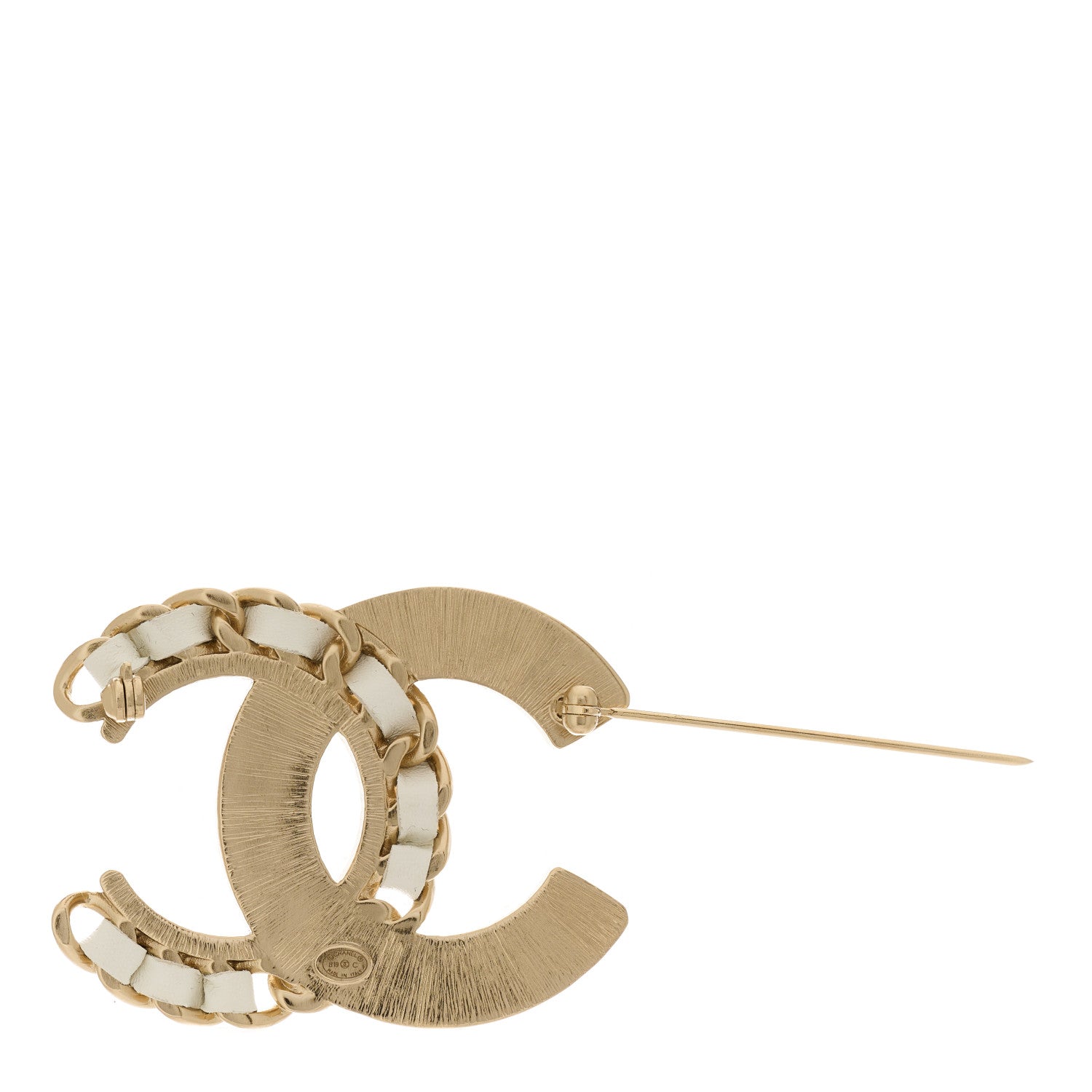 Chanel Lambskin Pearl Crystal CC Chain Brooch White Gold 3 of 5