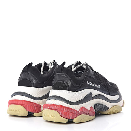 Balenciaga Fabric Mesh Washed Effect Womens Triple S Sneakers 37 Black Red 5 of 11