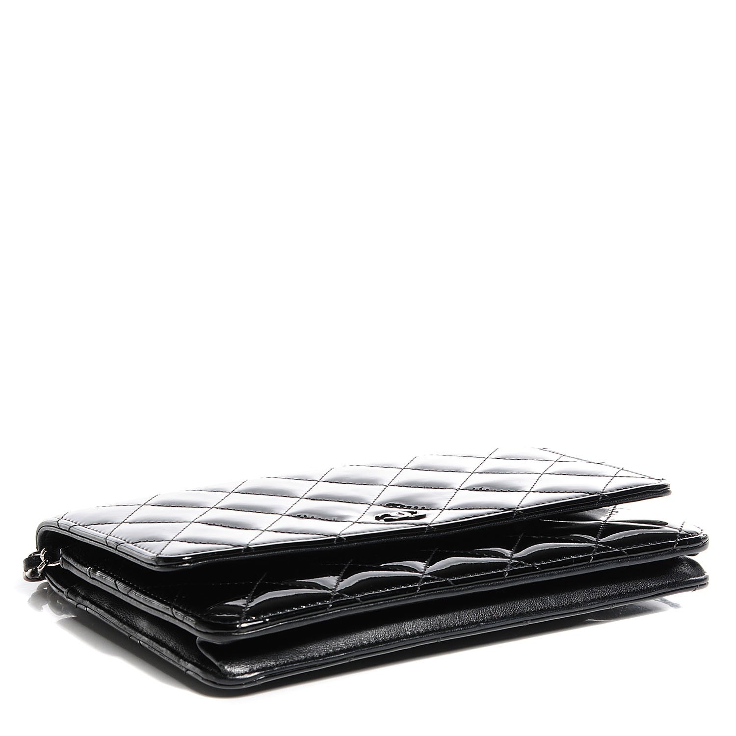 Chanel Patent Quilted Wallet On Chain WOC Black 4 of 8