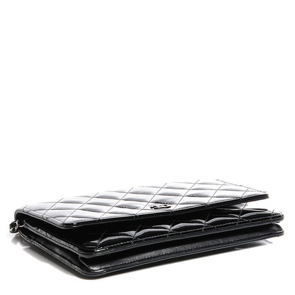 Chanel Patent Quilted Wallet On Chain WOC Black 4 of 8