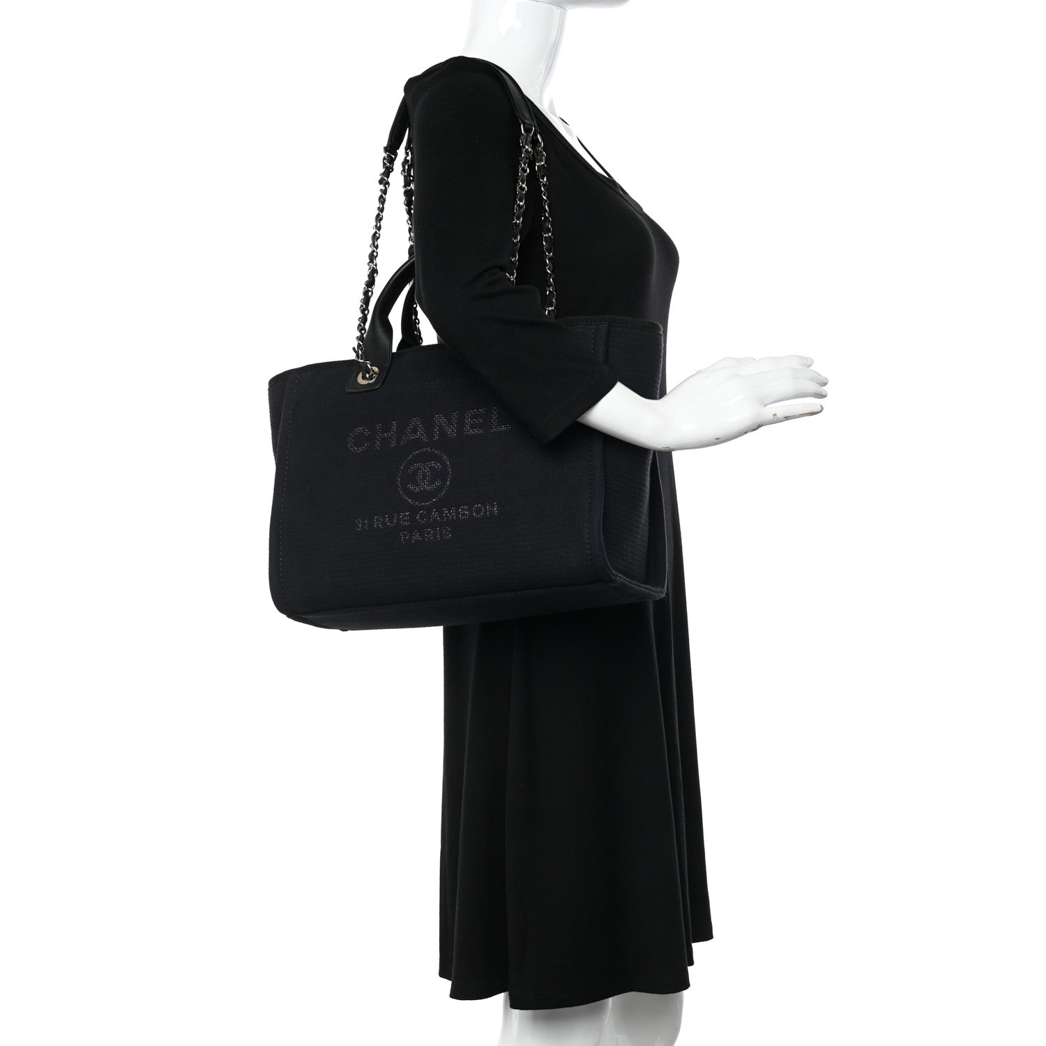 Chanel Mixed Fibers Small Deauville Tote Black 2 of 12