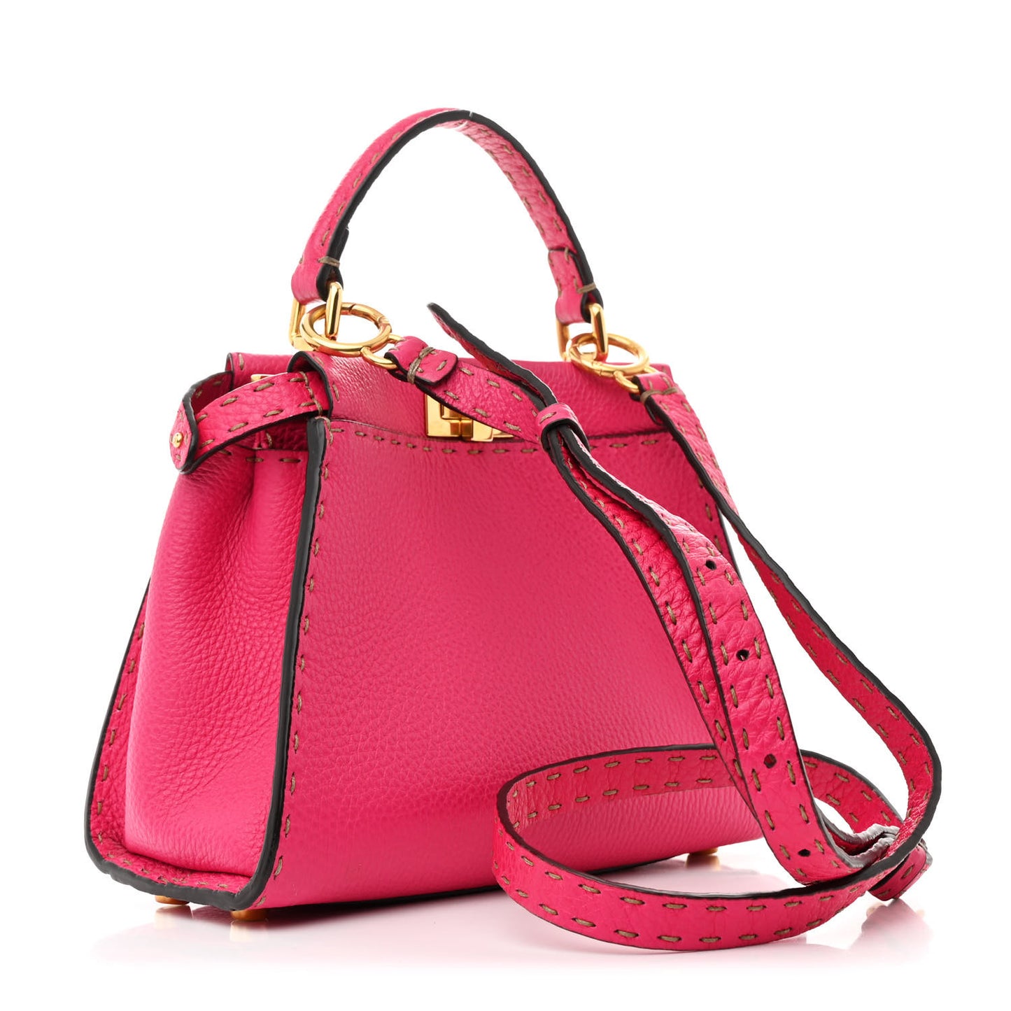 Cuoio Romano Selleria Mini Peekaboo Iconic Satchel Fuxia