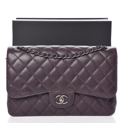 Chanel Caviar Quilted Jumbo Double Flap Dark Purple 13 of 13