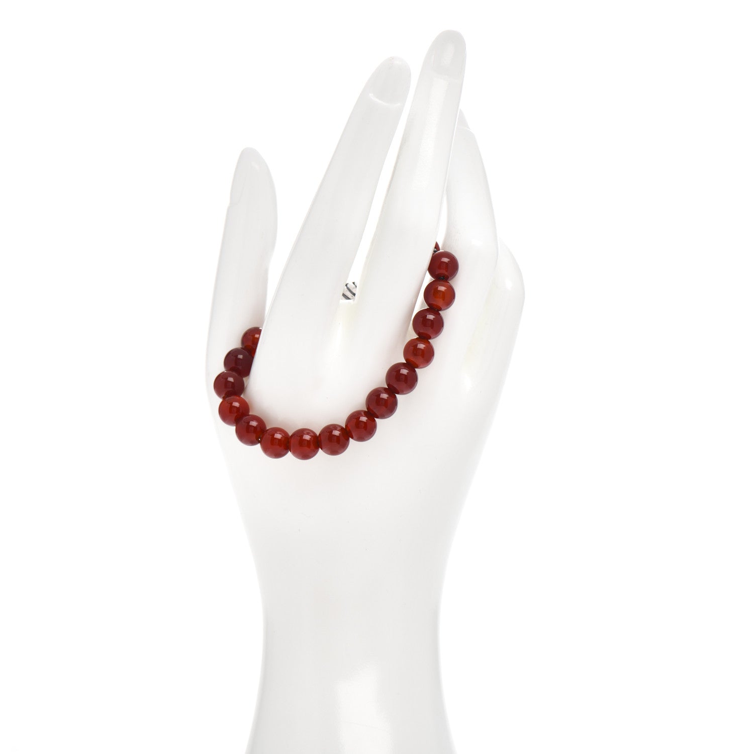 David Yurman Sterling Silver Carnelian 8mm Spiritual Beads Bracelet 2 of 4