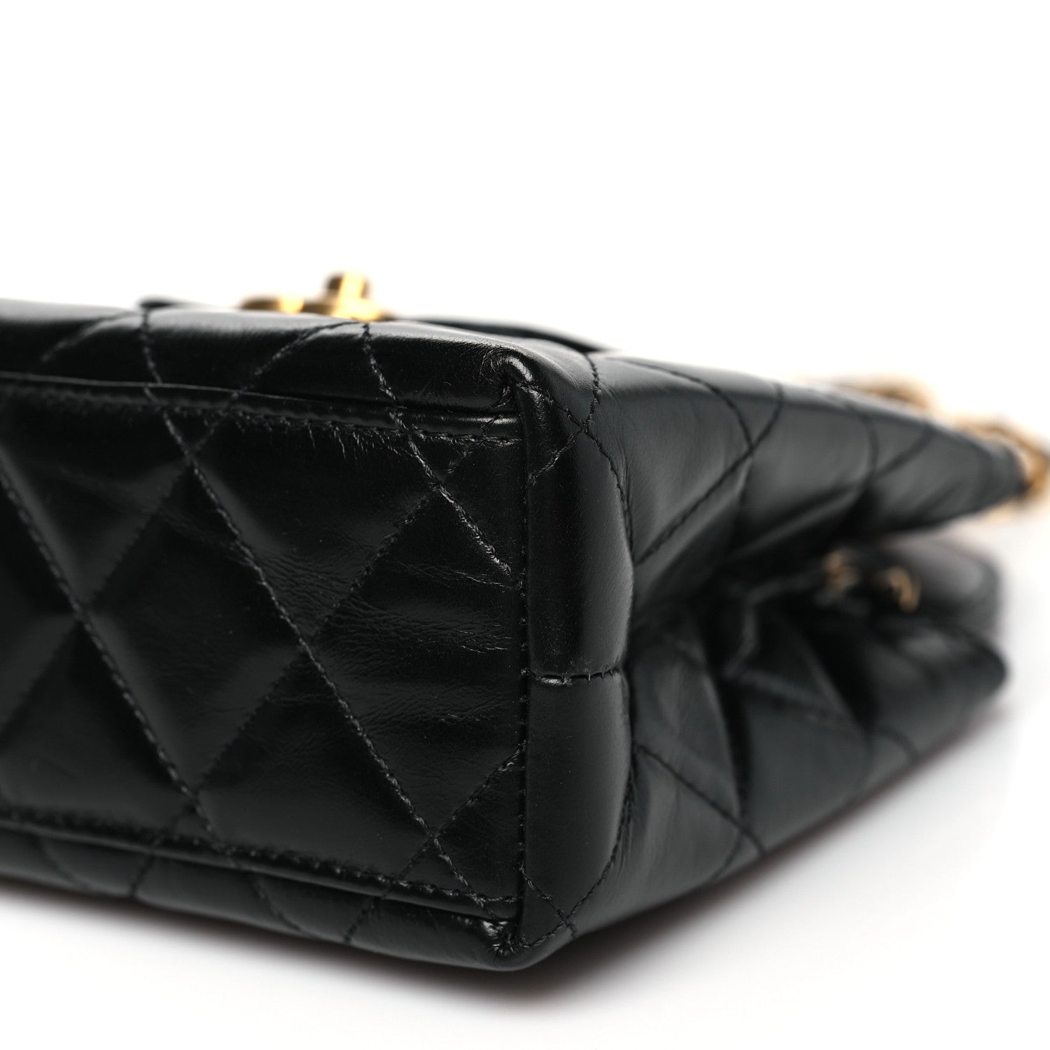 Chanel Shiny Aged Calfskin Quilted Nano Kelly Shopper Black 10 of 11