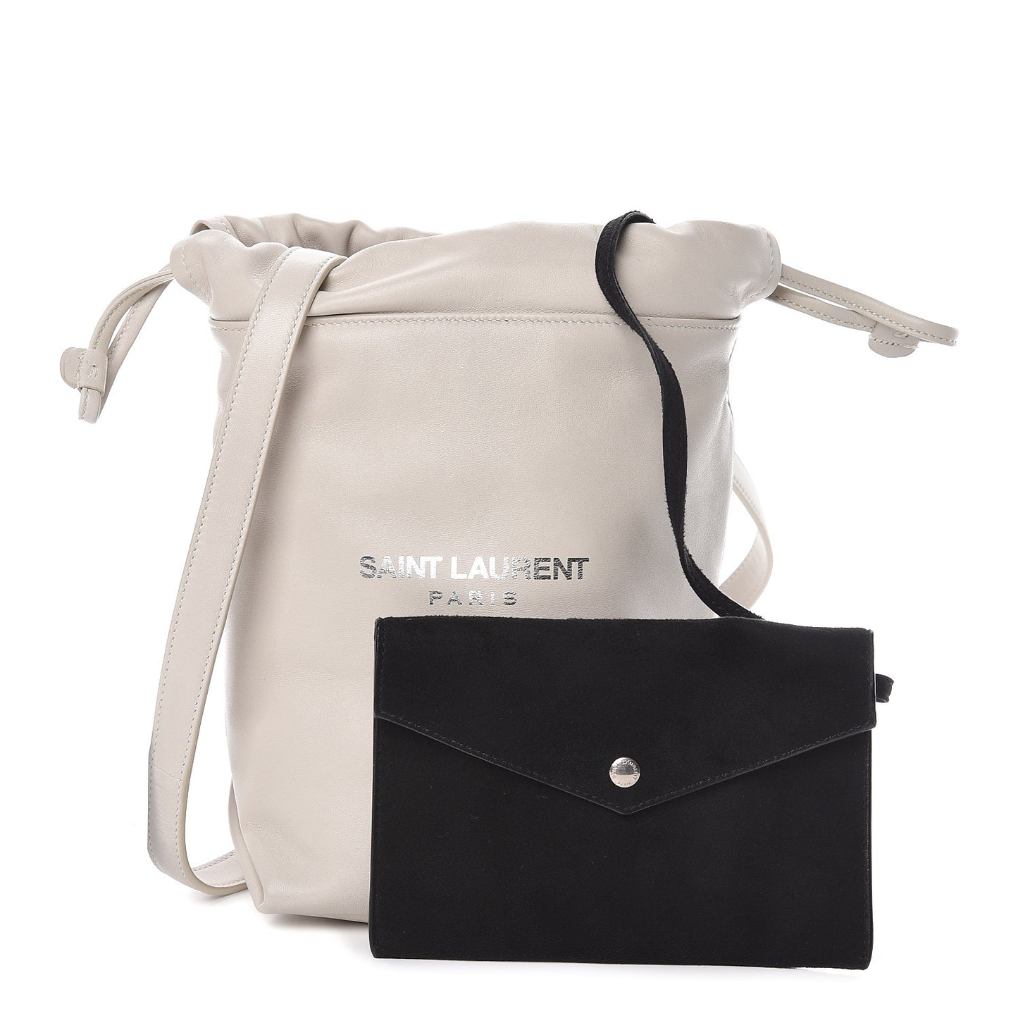 Lambskin Small Teddy Bucket Bag White