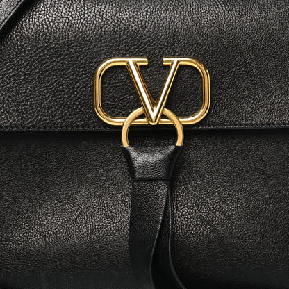 Valentino Garavani Pebbled Calfskin Large VRing Chain Shoulder Bag Black 7 of 9