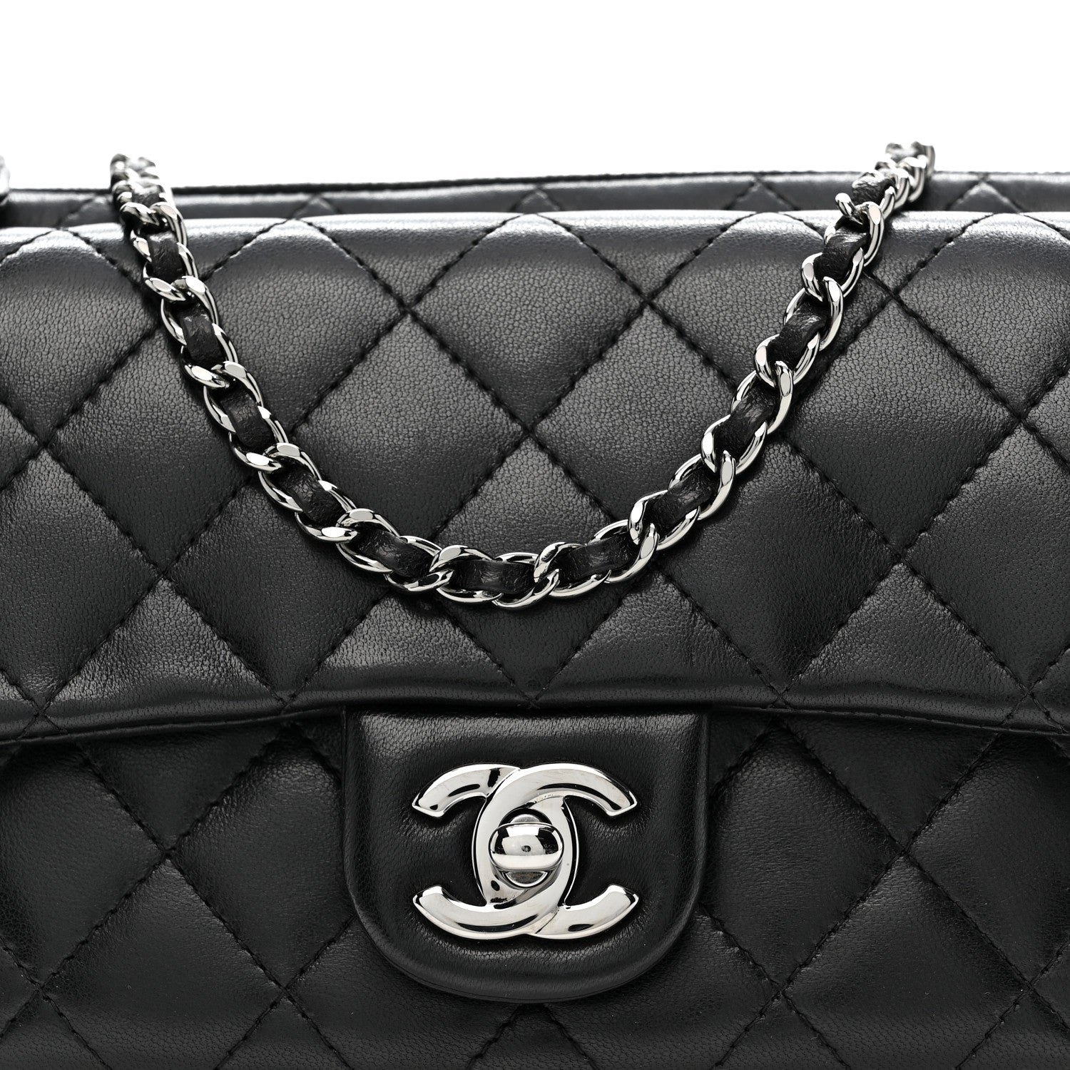 Chanel Lambskin Quilted Front Pocket Clutch With Chain Black 9 of 11