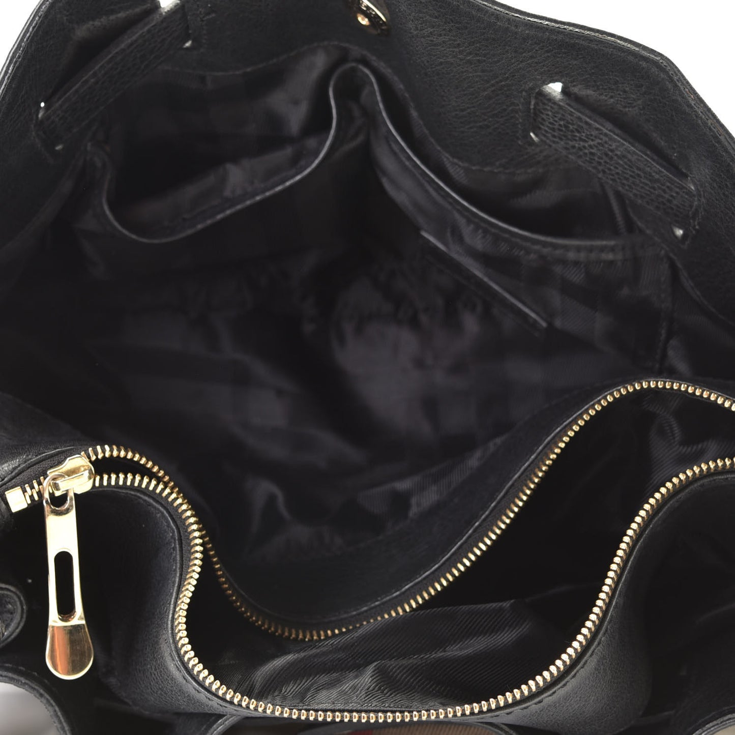Grainy Calfskin House Check Margaret Bag Black