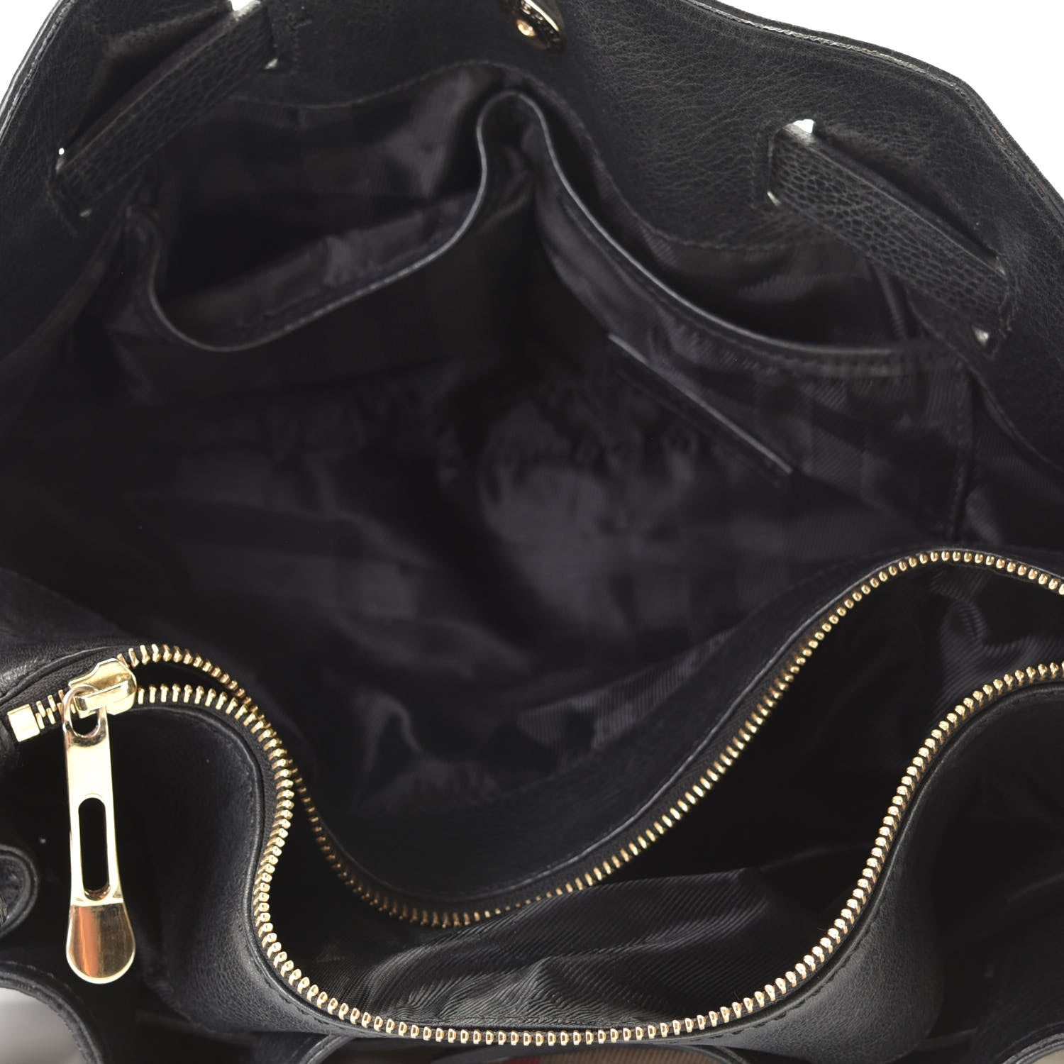 Burberry Grainy Calfskin House Check Margaret Bag Black 6 of 10