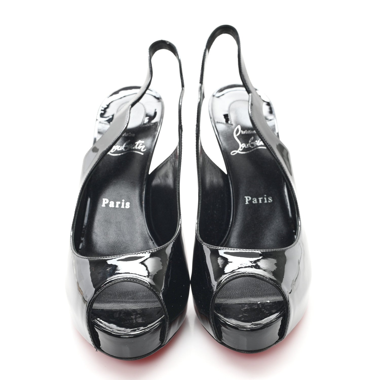 Christian Louboutin Patent Hot Chick Slingback Alta 100 Pumps 39 Black 3 of 9