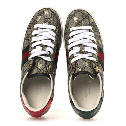 Gucci GG Supreme Monogram Bees Ayers Web Womens Ace Sneakers 36 Beige Oro Green Red 2 of 11