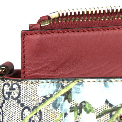 Gucci GG Supreme Monogram Blooms Medium Zip Top Tote Beige Blue Navy Hibiscus Red 14 of 15