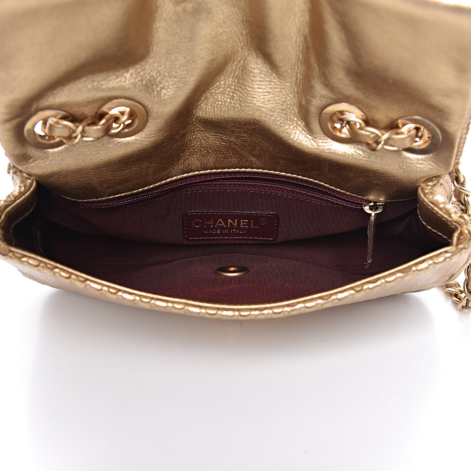 Chanel Metallic Lambskin Laser Cut Small Single Flap Gold 5 of 10