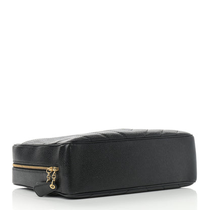 Chanel Caviar Chevron Quilted Camera Case Black 4 of 15