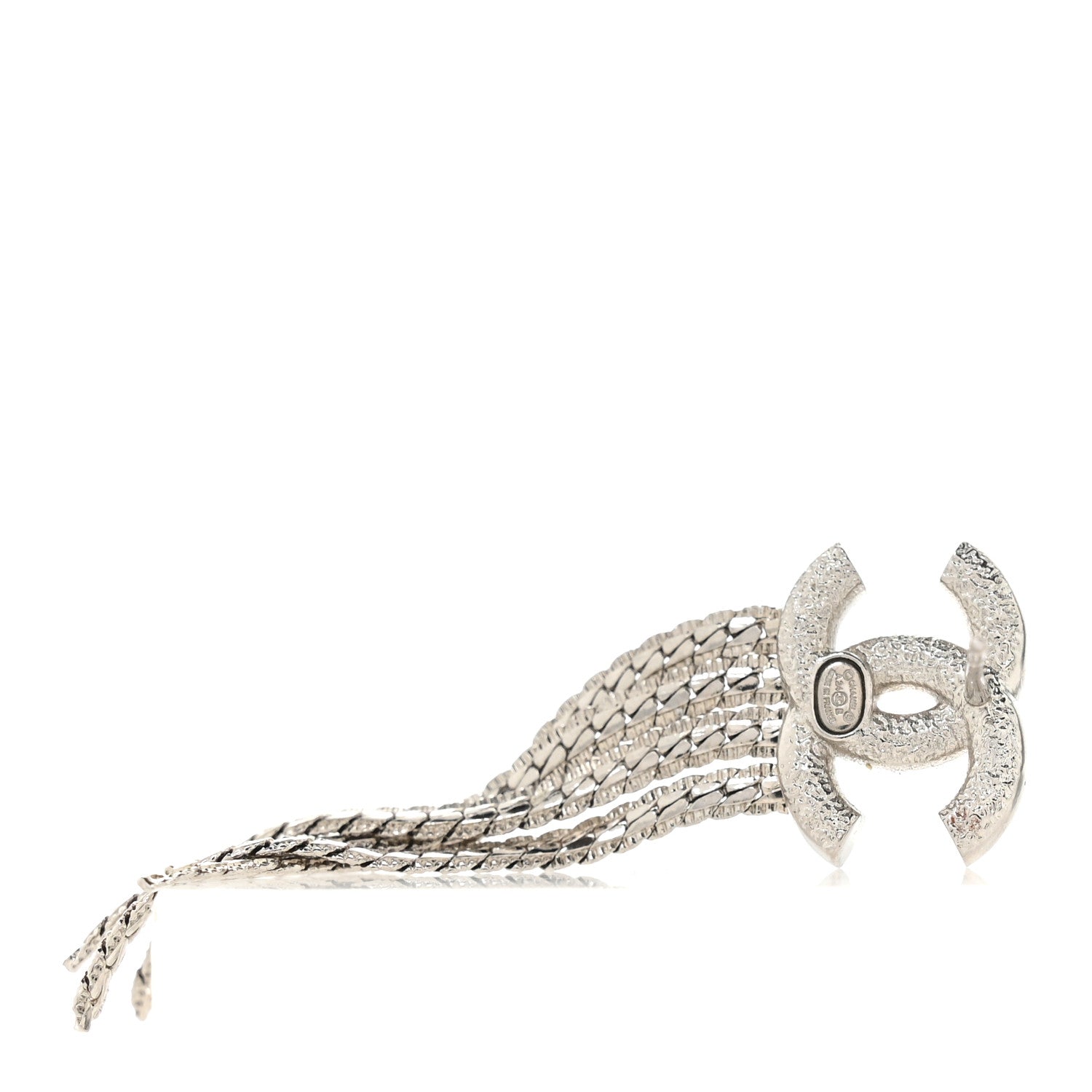 Chanel Metal Chain CC Drop Earrings Silver 4 of 5