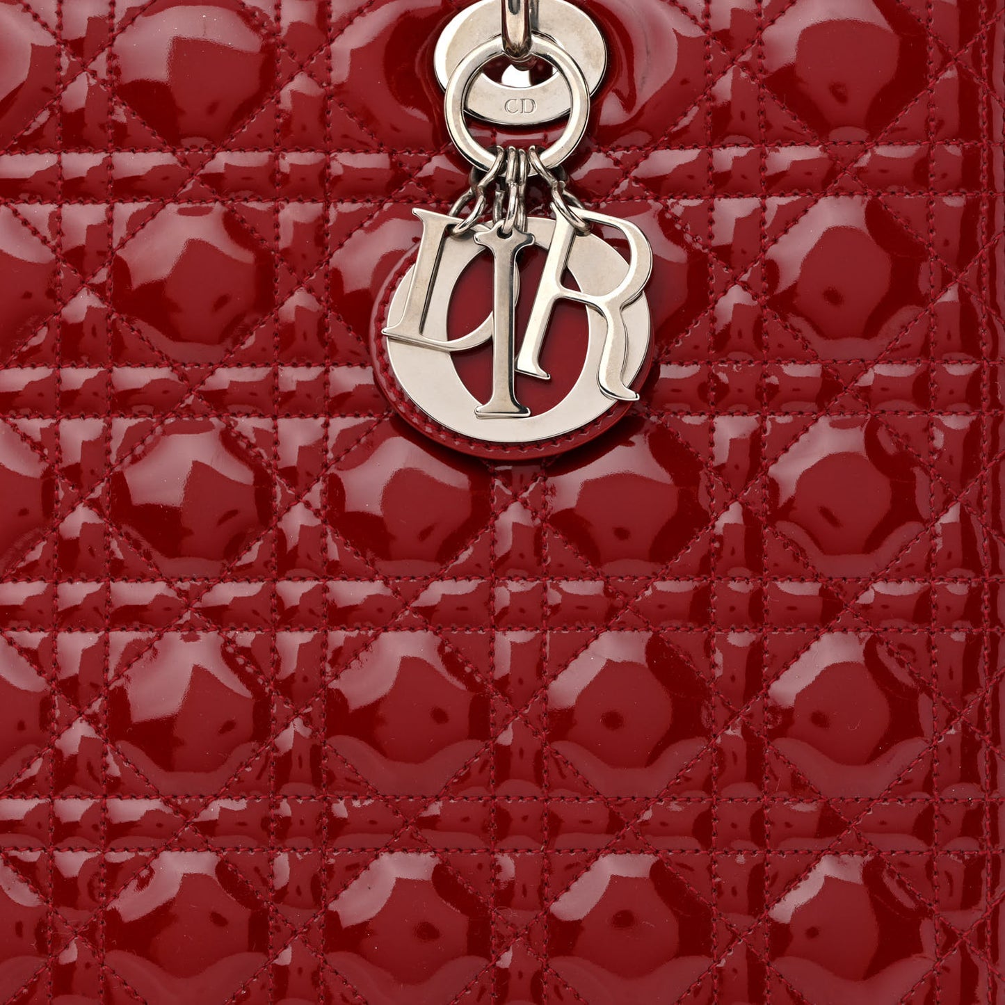 Patent Cannage Large Lady Dior Red