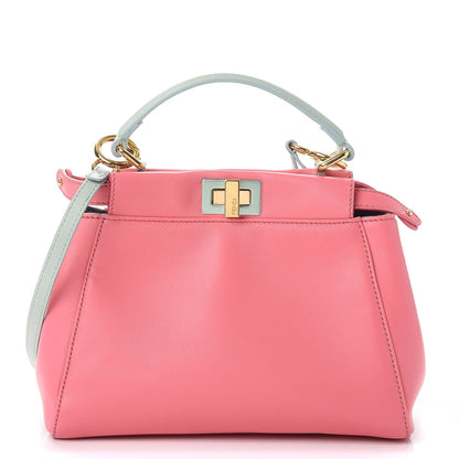 Fendi Nappa Colorblock Mini Peekaboo Iconic Satchel Rosa Fluo Oxigen Slate 4 of 9
