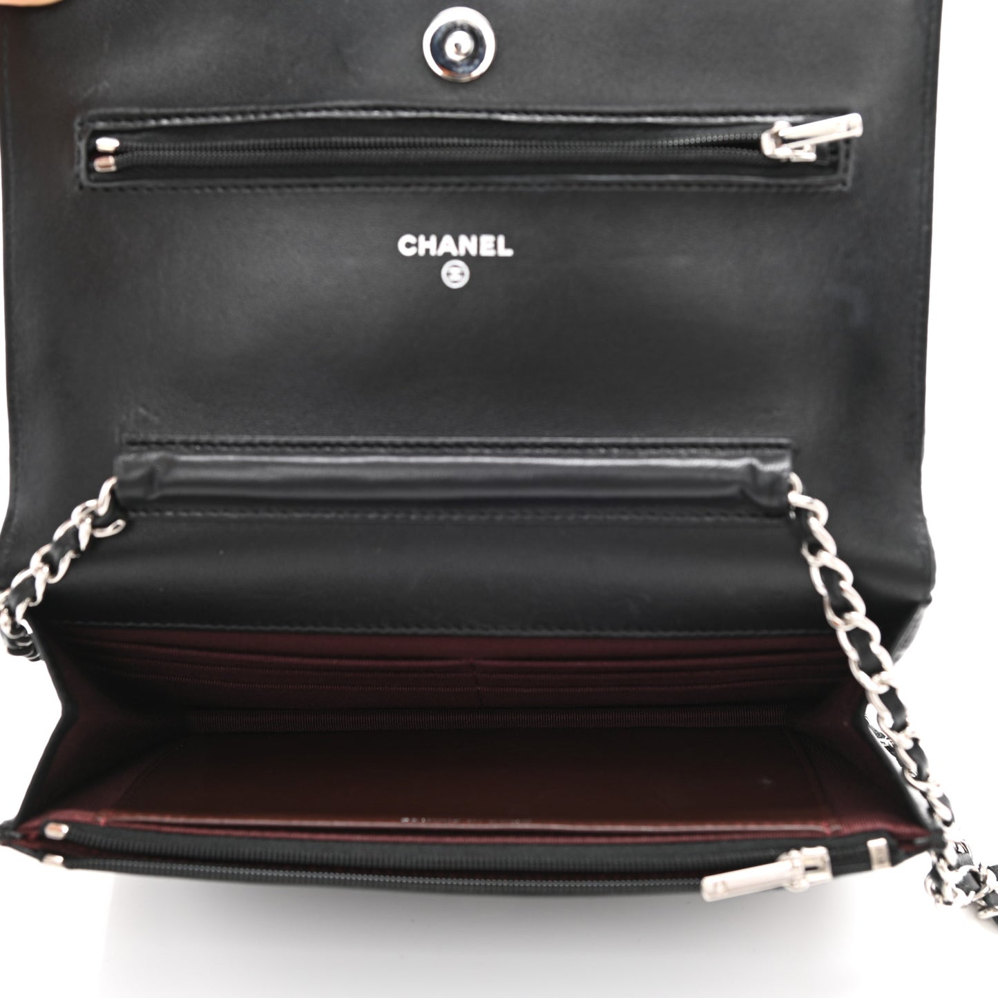 Lambskin Quilted Wallet On Chain WOC Black