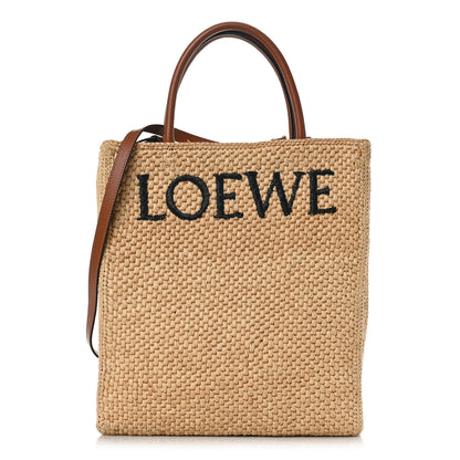 Loewe Raffia Calfskin Standard A4 Tote Bag Natural Black 1 of 8