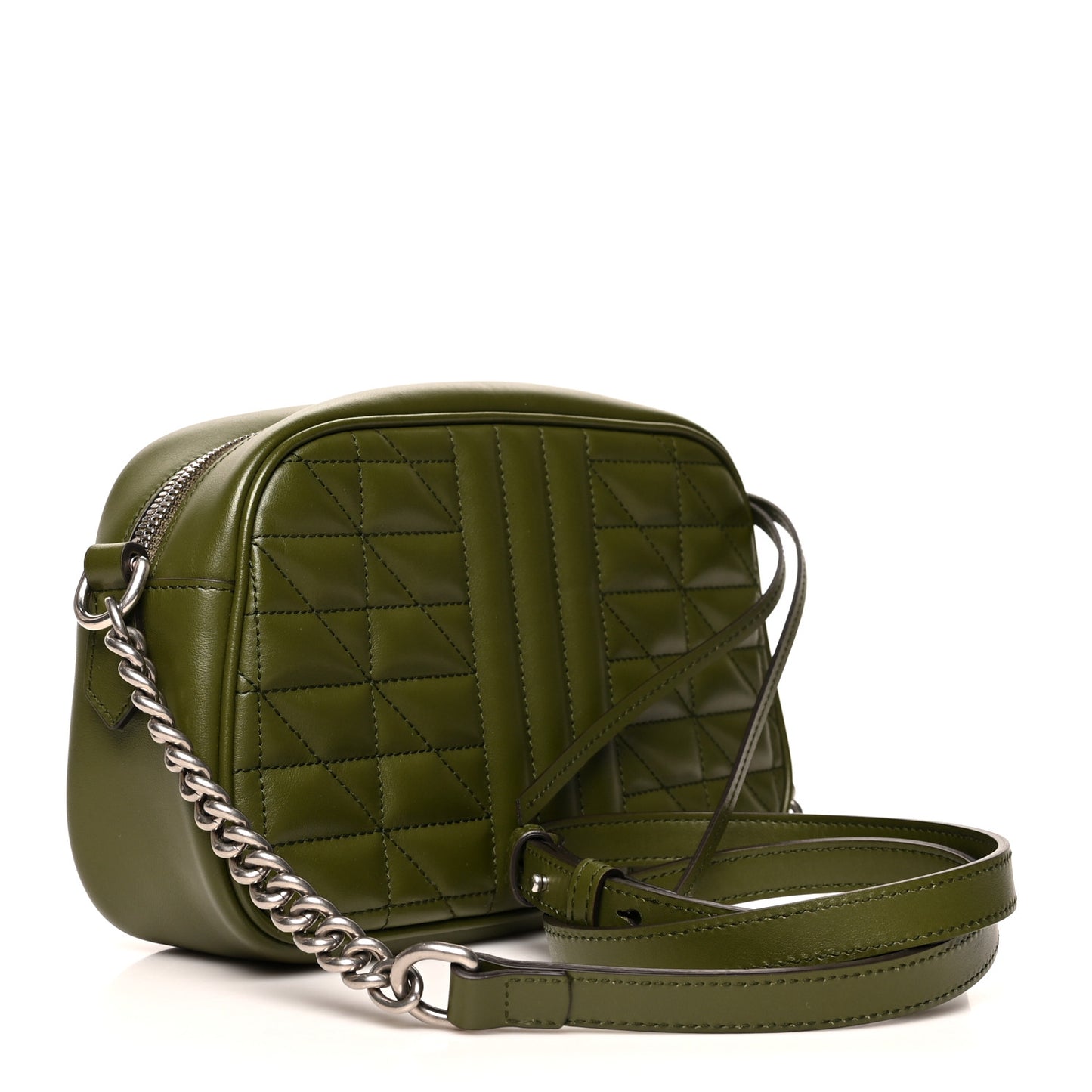 Calfskin Matelasse Aria Small GG Marmont Chain Shoulder Bag Military Wood