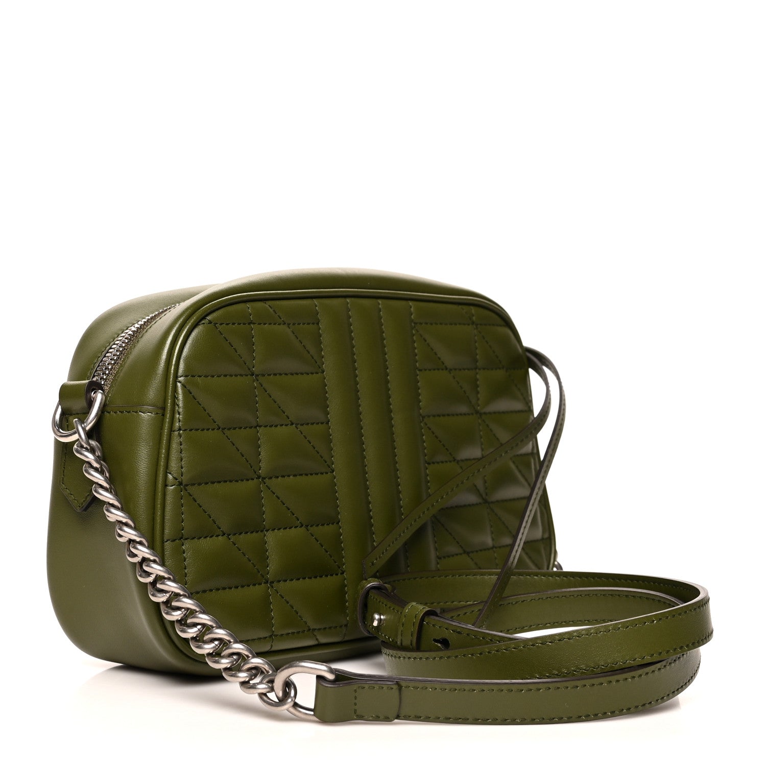 Gucci Calfskin Matelasse Aria Small GG Marmont Chain Shoulder Bag Military Wood 3 of 12