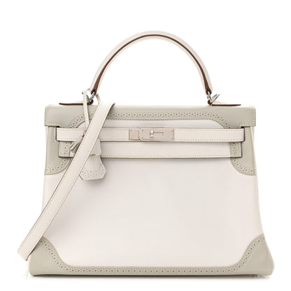 Hermes Swift Ghillies Kelly Retourne 32 White Gris Perle 1 of 14
