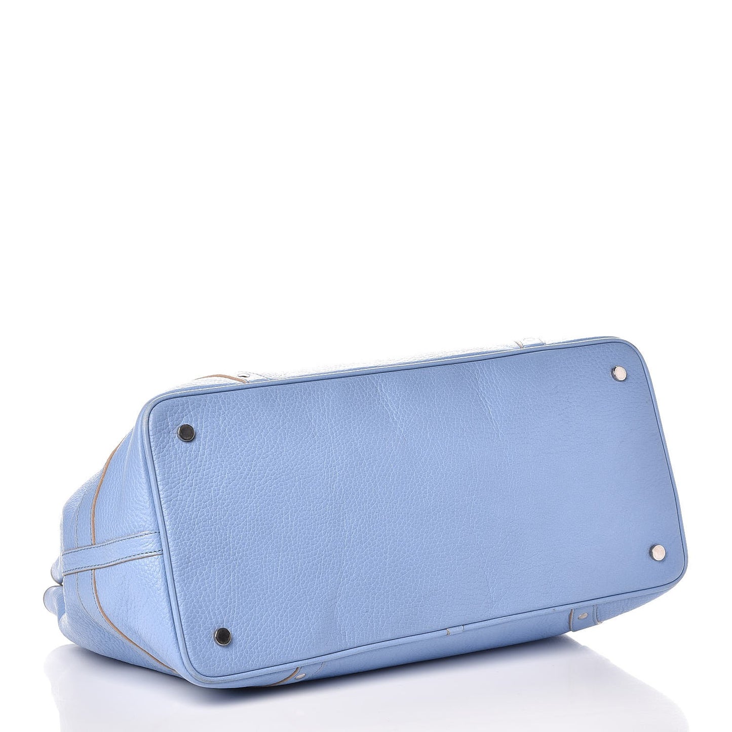 Calfskin Studded Buckle Tote Blue
