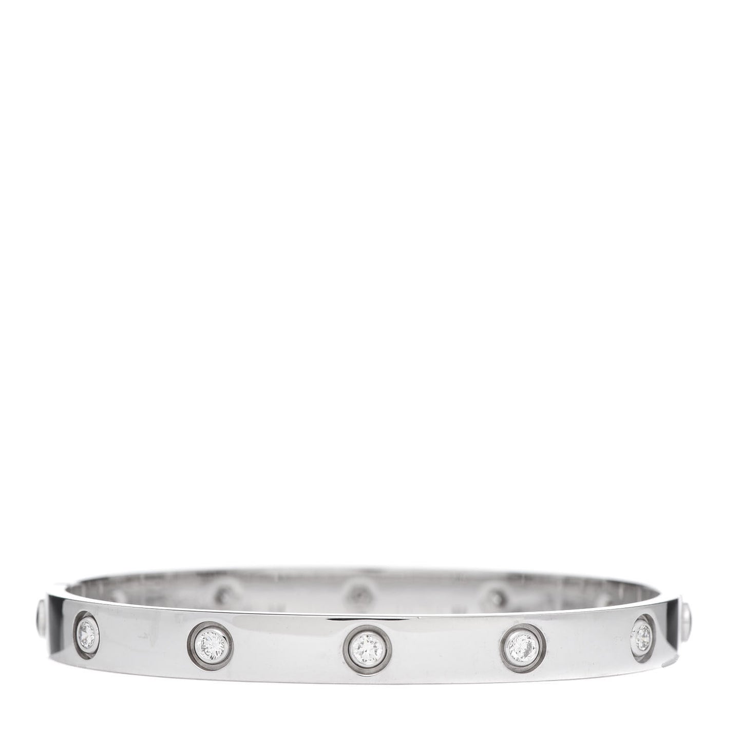 18K White Gold 10 Diamond LOVE Bracelet 17