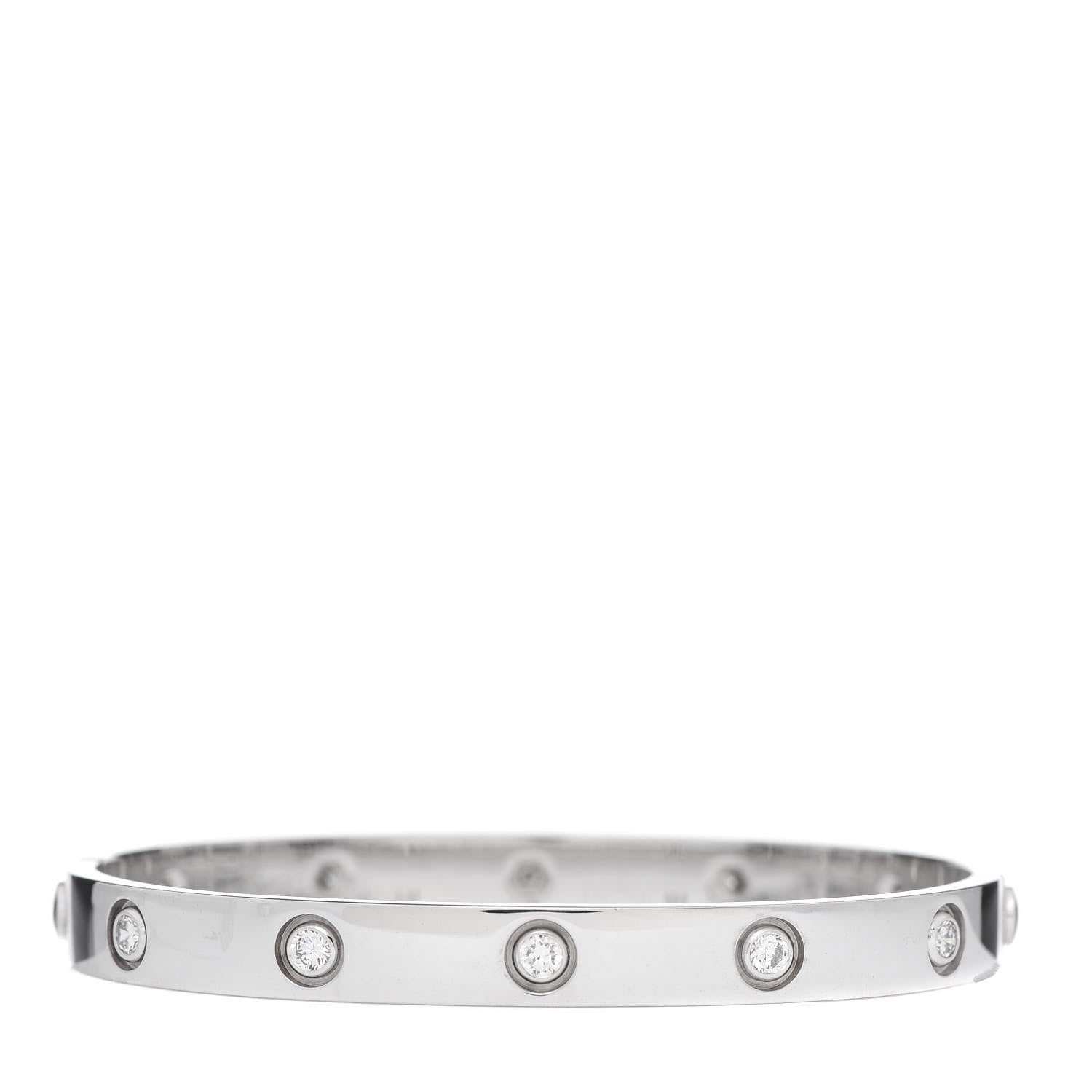 Cartier 18K White Gold 10 Diamond LOVE Bracelet 17 3 of 8