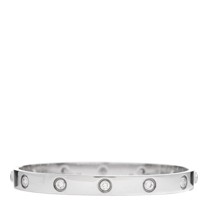 Cartier 18K White Gold 10 Diamond LOVE Bracelet 17 3 of 8