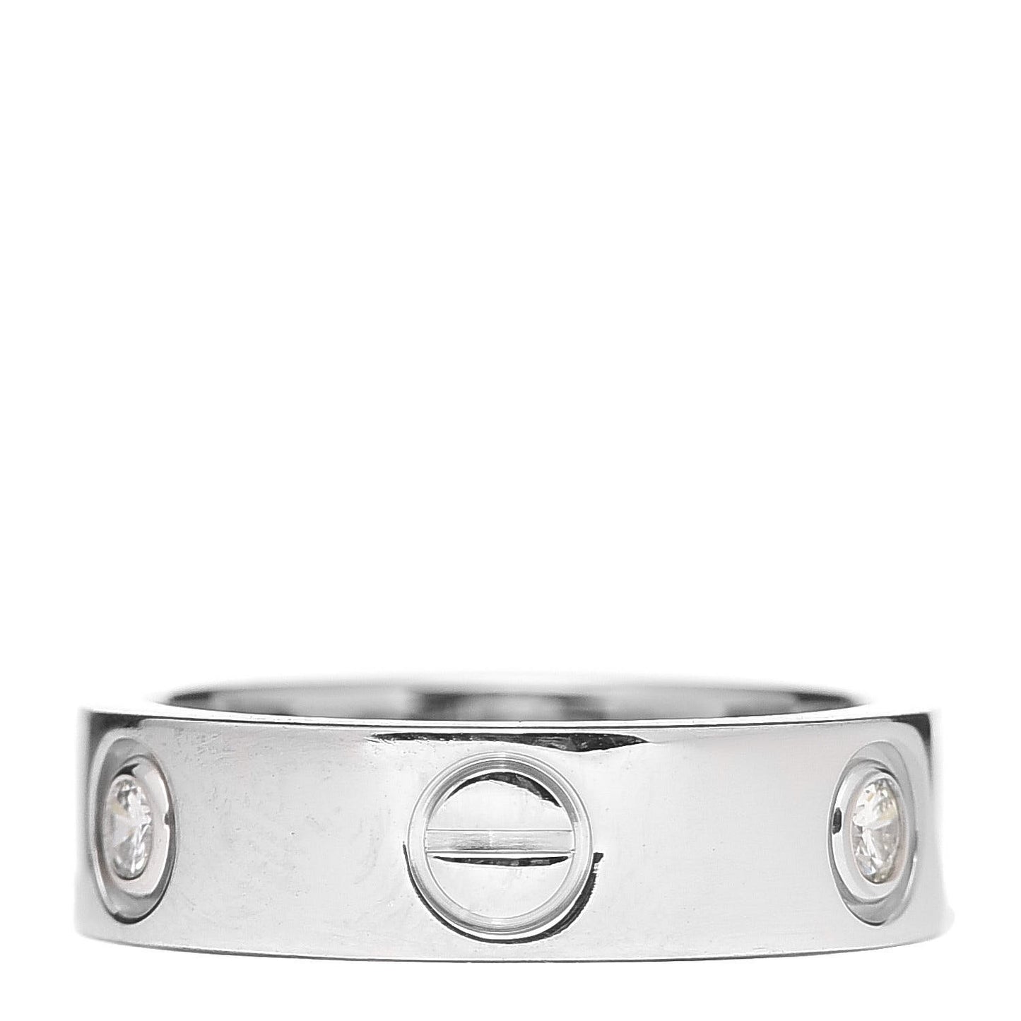 18K White Gold 3 Diamond 5.5mm LOVE Ring 52 6