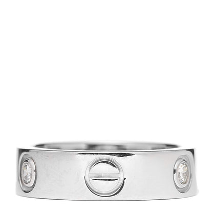Cartier 18K White Gold 3 Diamond 5.5mm LOVE Ring 52 6 3 of 5