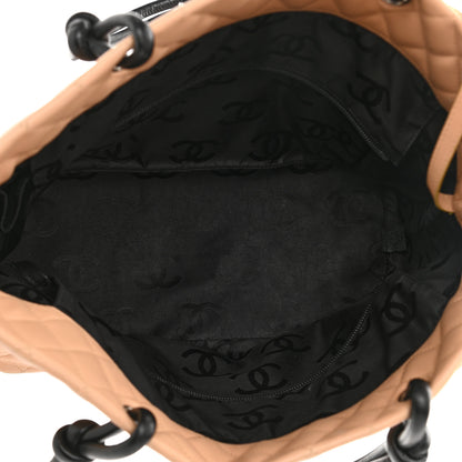 Chanel Calfskin Quilted Large Cambon Tote Beige Black 4 of 11