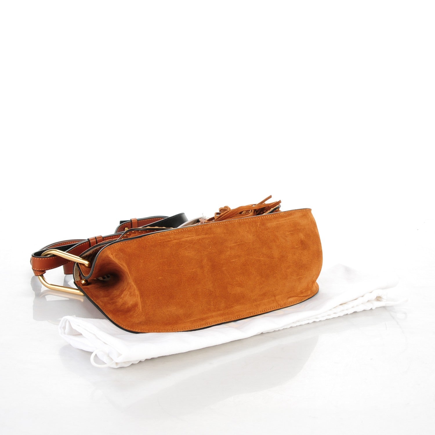 Chloe Suede Braided Medium Hudson Double Carry Shoulder Bag Caramel 4 of 7