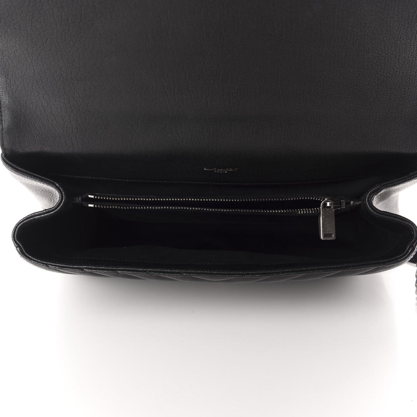 Sheepskin Matelasse Chevron Monogram Large College Satchel Black