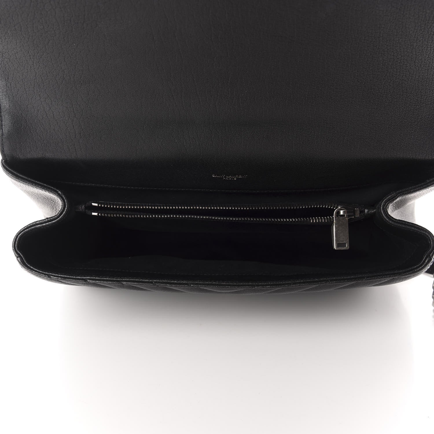 Saint Laurent Sheepskin Matelasse Chevron Monogram Large College Satchel Black 4 of 12